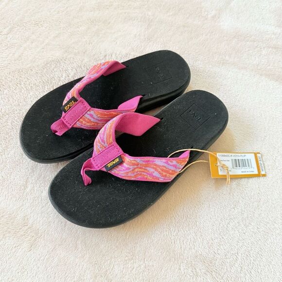 Teva Girls Sandals Flip Flops Pink Black Foam Kids Size 3 - Picture 1 of 2